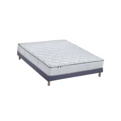 Selenia Ensemble Matelas Ressorts 7 zones COSMA + Sommier - Made in France - Sommier Bleu denim New