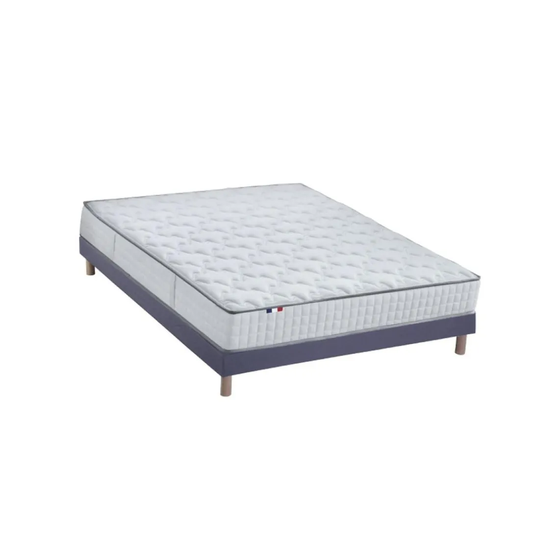 Selenia Ensemble Matelas Ressorts 7 zones COSMA + Sommier - Made in France - Sommier Bleu denim New