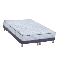 Selenia Ensemble Matelas Ressorts 7 zones COSMA + Sommier - Made in France - Sommier Bleu denim New