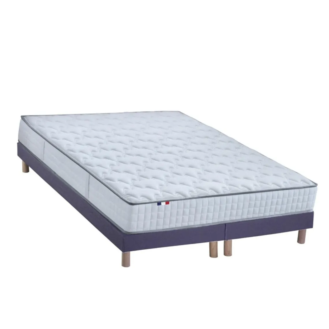 Selenia Ensemble Matelas Ressorts 7 zones COSMA + Sommier - Made in France - Sommier Bleu denim New
