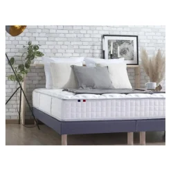 Selenia Ensemble Matelas Ressorts 7 zones COSMA + Sommier - Made in France - Sommier Bleu denim New