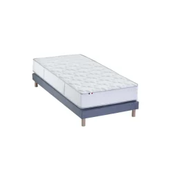 Selenia Ensemble Matelas Ressorts 7 zones COSMA + Sommier - Made in France - Sommier Bleu denim New