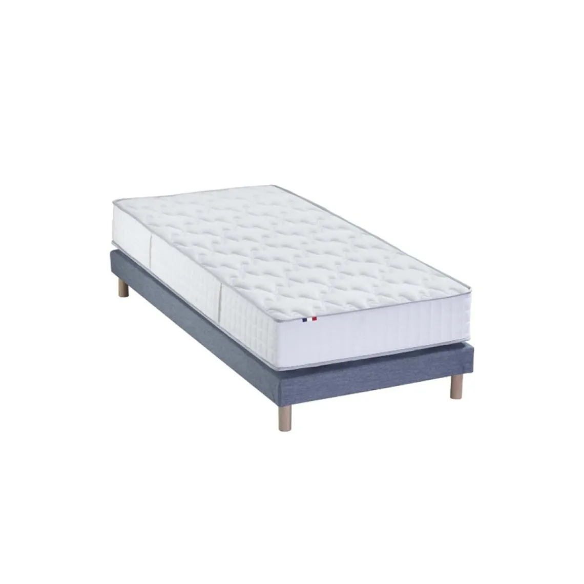 Selenia Ensemble Matelas Ressorts 7 zones COSMA + Sommier - Made in France - Sommier Bleu denim New