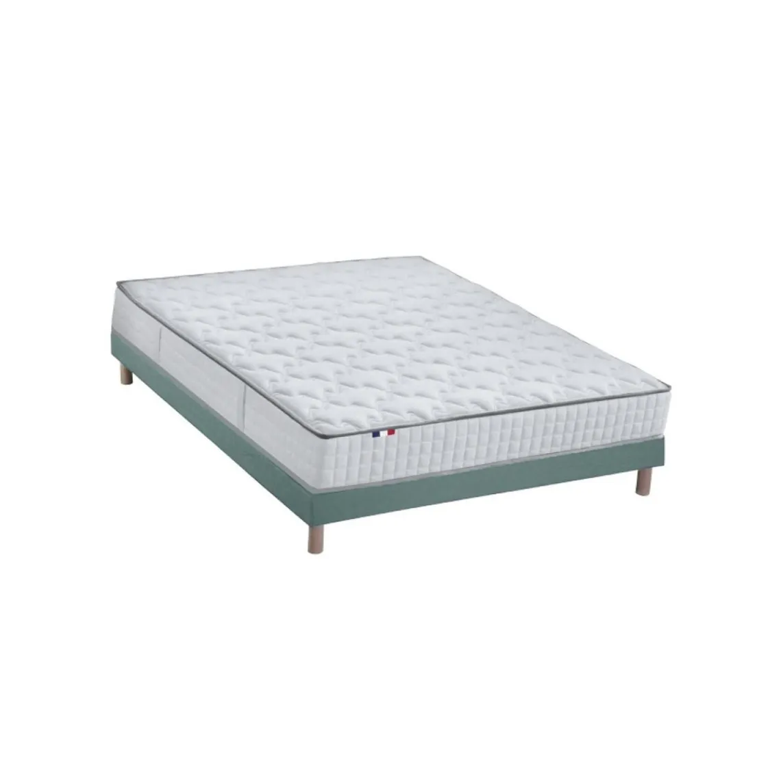 Selenia Ensemble Matelas Ressorts 7 zones COSMA + Sommier - Made in France - Sommier Vert céladon Clearance