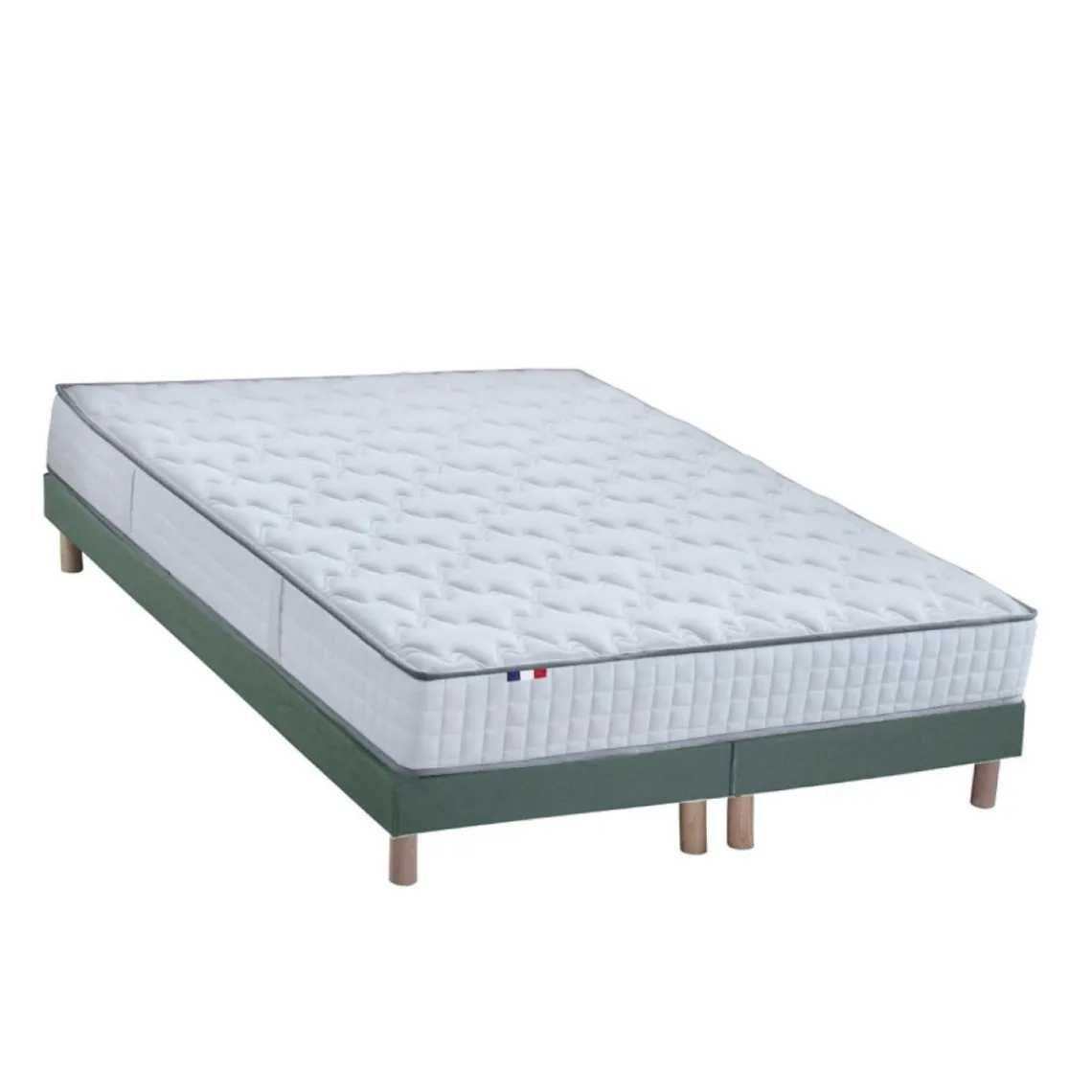 Selenia Ensemble Matelas Ressorts 7 zones COSMA + Sommier - Made in France - Sommier Vert céladon Clearance
