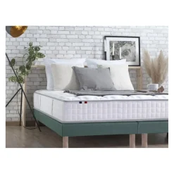 Selenia Ensemble Matelas Ressorts 7 zones COSMA + Sommier - Made in France - Sommier Vert céladon Clearance