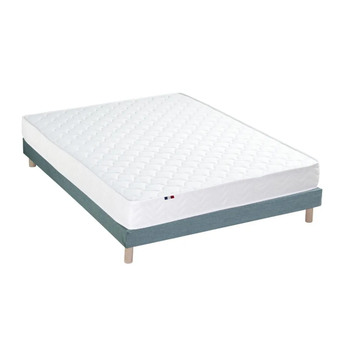 Selenia Ensemble Matelas Ressorts Fermes biconiques SPECTOS + Sommier Made in France - Sommier Vert céladon New
