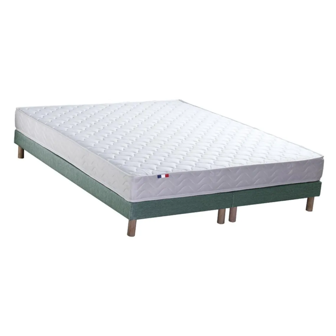 Selenia Ensemble Matelas Ressorts Fermes biconiques SPECTOS + Sommier Made in France - Sommier Vert céladon New