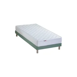 Selenia Ensemble Matelas Ressorts Fermes biconiques SPECTOS + Sommier Made in France - Sommier Vert céladon New