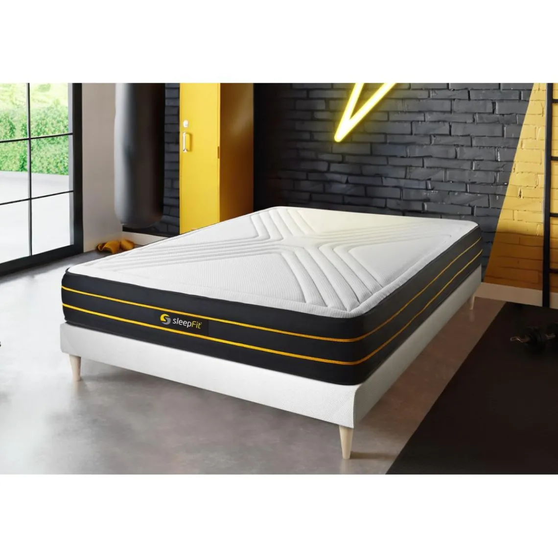 Sleepfit Ensemble sommier matelas ULTRA micro ressorts ensaches et memoire de forme New