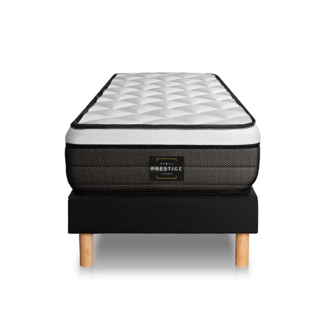 Prestige literie Ensemble Suite Ressorts ensaches, memoire de forme 5 zones sommier noir New