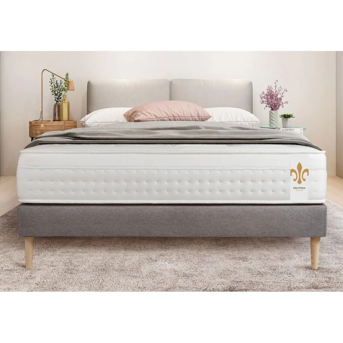 LITIER DELUXE Ensemble Vingt-Huit sommier Kit Gris Sale