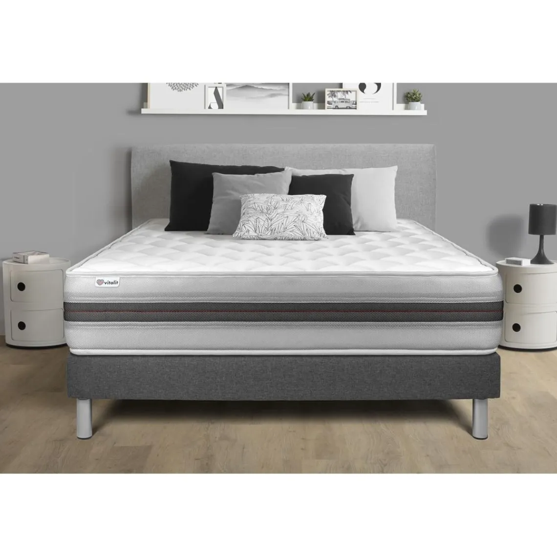 VITALIT Ensemble VITALMEMO BACK sommier kit gris Sale