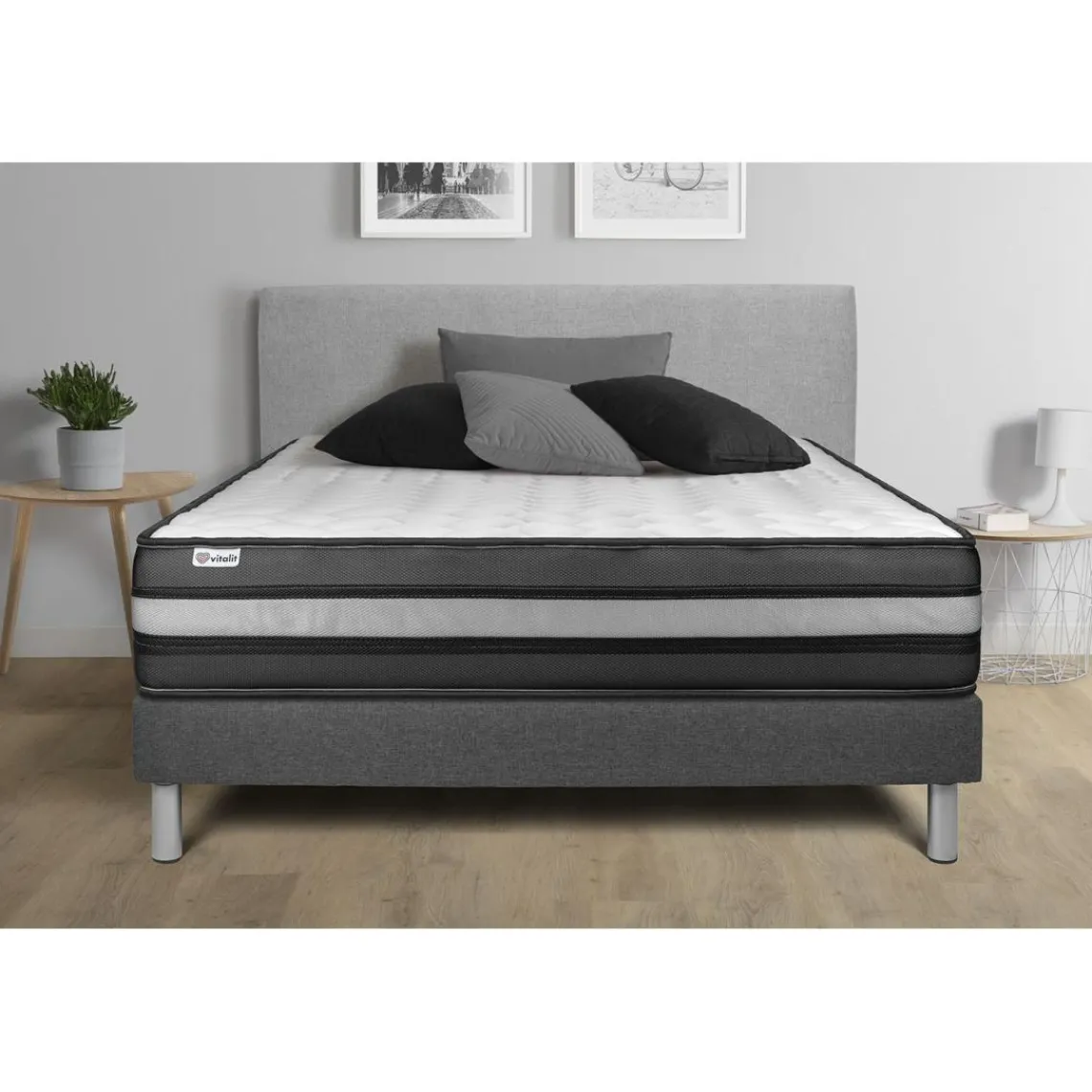 VITALIT Ensemble VITALPOWER ZEN sommier Kit gris New