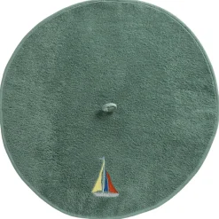 Becquet Essuie-mains rond brodé bateau SAILOR Vert Eucalyptus