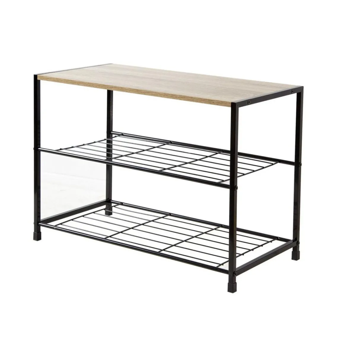 Calicosy Etagère à chaussures 3 niveaux en acier et en bois Beige Clearance