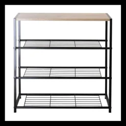 Calicosy Etagère à chaussures 4 niveaux en acier et en bois Beige Discount