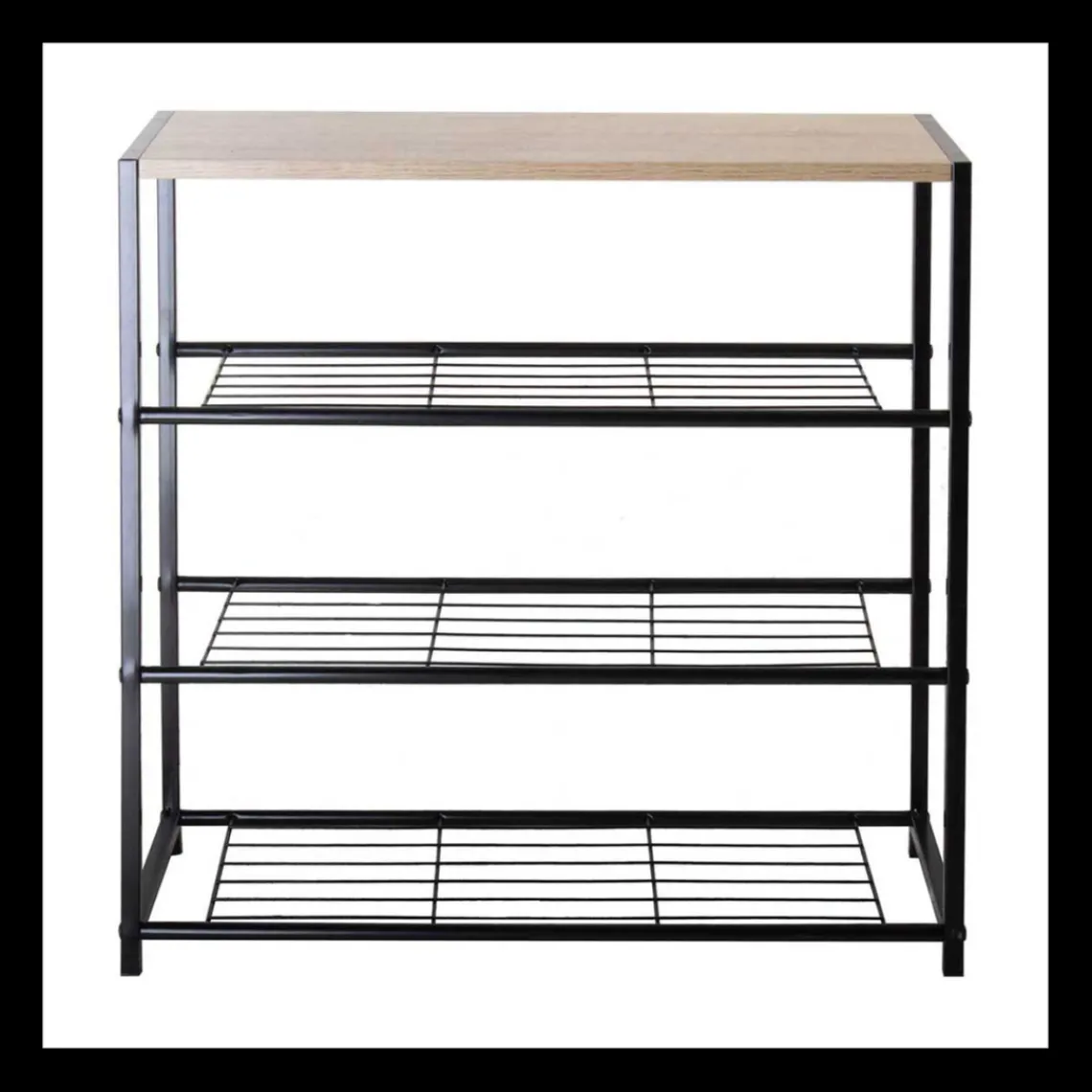 Calicosy Etagère à chaussures 4 niveaux en acier et en bois Beige Discount
