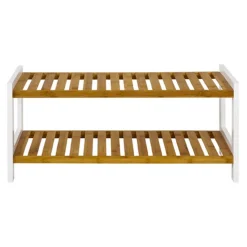 3S. x Home Etagère à chaussures bois et bambou deux niveaux New