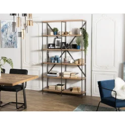 Macabane Etagère 5 niveaux en bois et en métal CARLA Discount