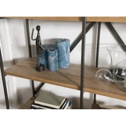 Macabane Etagère 5 niveaux en bois et en métal CARLA Discount