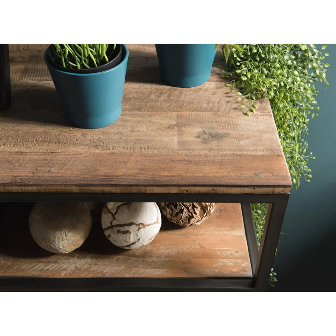 Macabane Etagère 1 Tiroir ALIDA Bois Teck Recyclé Acacia Mahogany Et Métal Sale