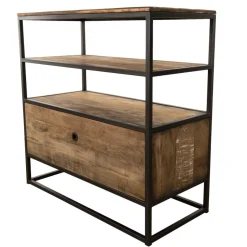 Macabane Etagère 1 Tiroir ALIDA Bois Teck Recyclé Acacia Mahogany Et Métal Sale