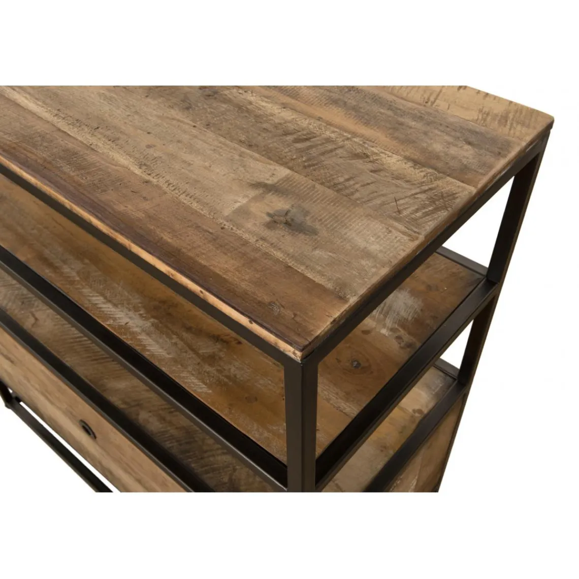 Macabane Etagère 1 Tiroir ALIDA Bois Teck Recyclé Acacia Mahogany Et Métal Sale