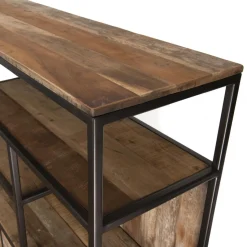 Macabane Etagère 2 Tiroirs Et 7 Niches Bois Teck SIXTINE Recyclé Acacia Mahogany Et Métal Best