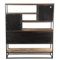 Macabane Etagère 2 Tiroirs Et 7 Niches Bois Teck SIXTINE Recyclé Acacia Mahogany Et Métal Best