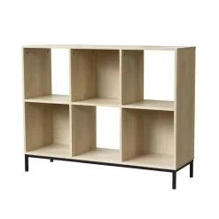 Calicosy Etagère de rangement 6 cases en bois avec pieds métal Online