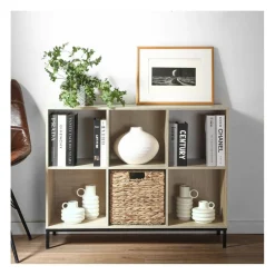 Calicosy Etagère de rangement 6 cases en bois avec pieds métal Online