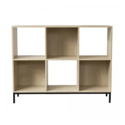 Calicosy Etagère de rangement 6 cases en bois avec pieds métal Online
