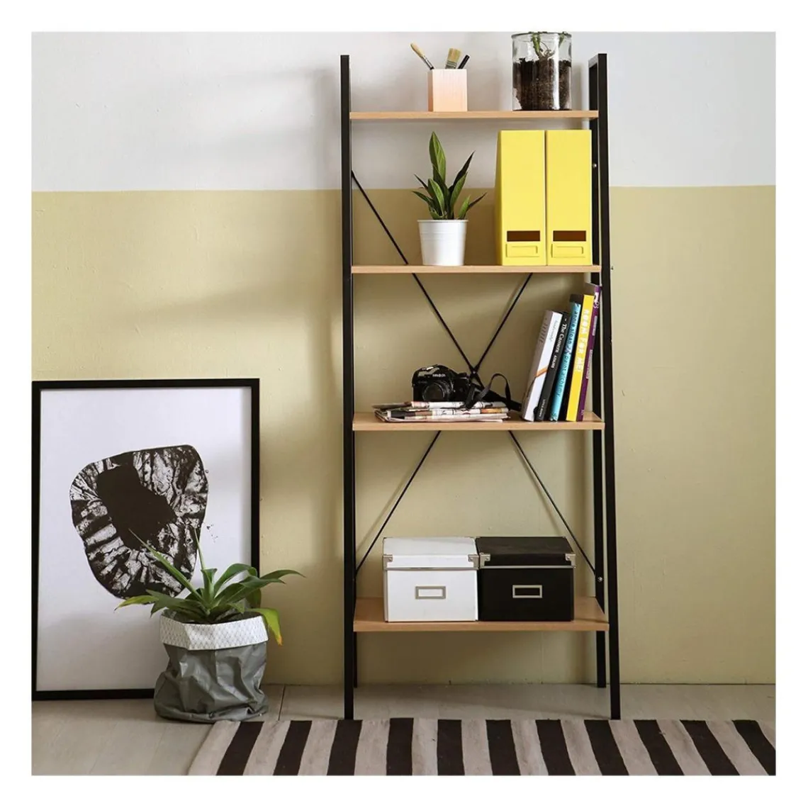 Calicosy Etagère de rangement 4 niveaux style industriel Clearance