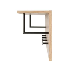 3S. x Home Etagère murale bois et métal 4 crochets noirs Hot