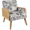 3S. x Home Fauteuil Canné Velours Imprimé 64x72x77cm Louisiane Discount
