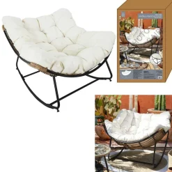 3S. x Home Fauteuil A Bascule Coussin Beige Hot
