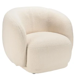 Macabane Fauteuil arrondi en tissu bouclette écru LEOPOLD Beige Best