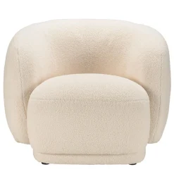 Macabane Fauteuil arrondi en tissu bouclette écru LEOPOLD Beige Best