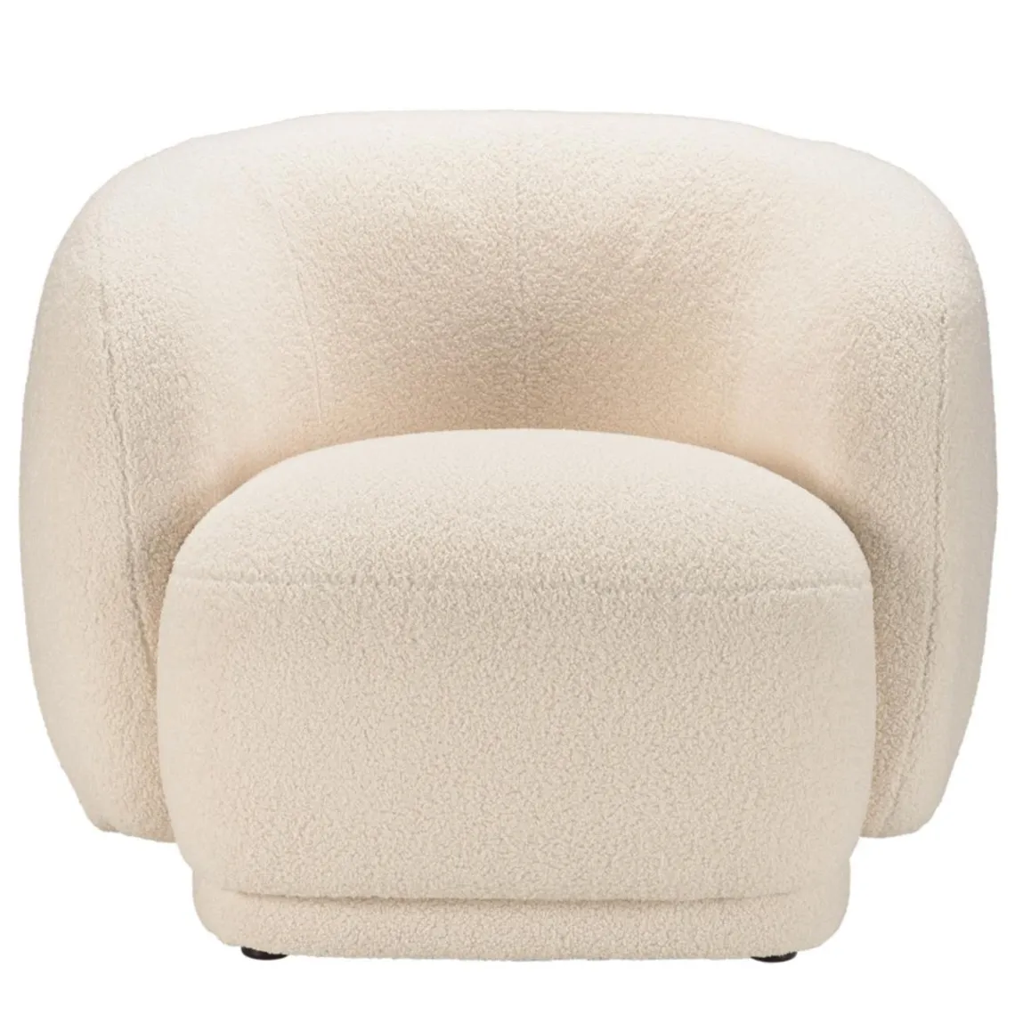 Macabane Fauteuil arrondi en tissu bouclette écru LEOPOLD Beige Best