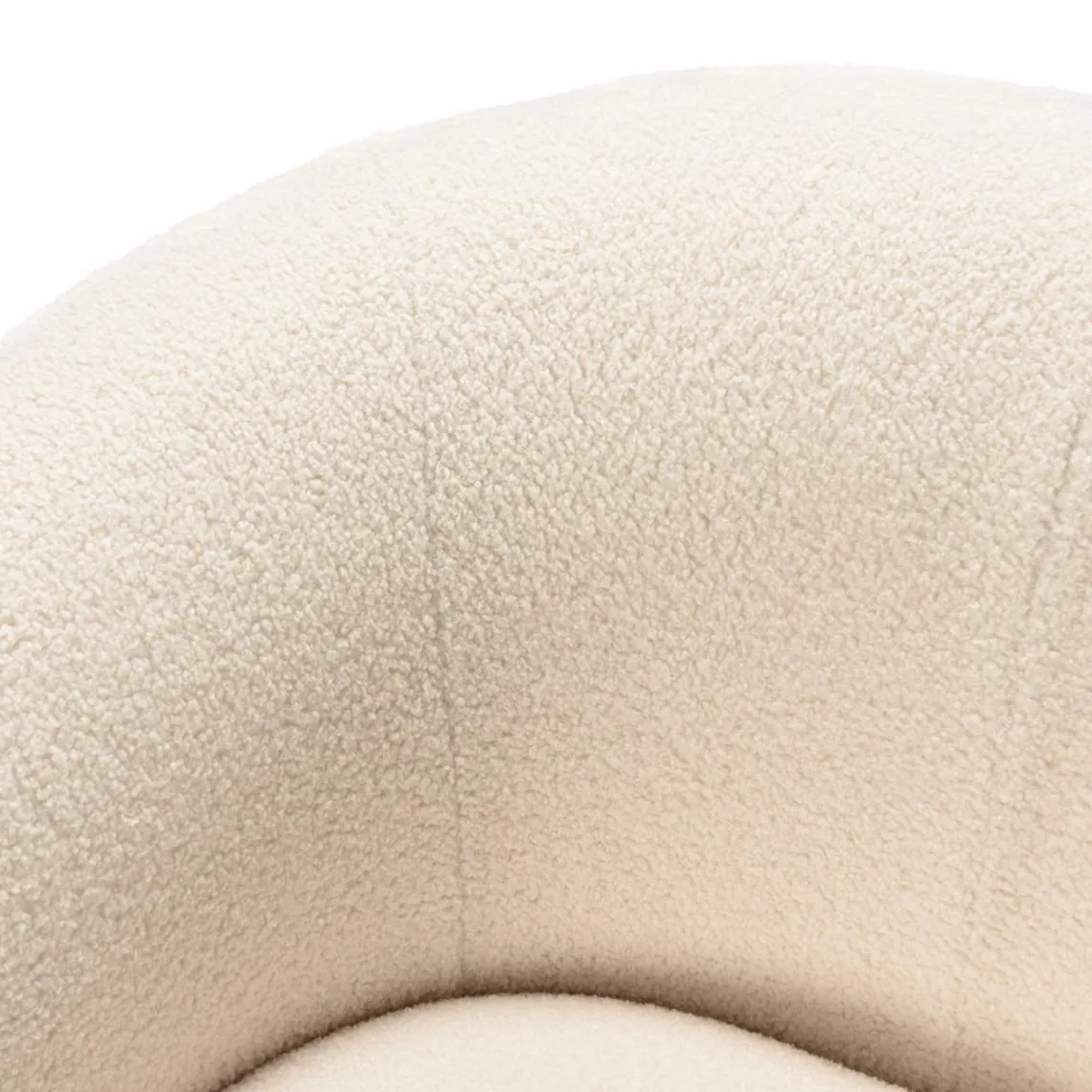 Macabane Fauteuil arrondi en tissu bouclette écru LEOPOLD Beige Best
