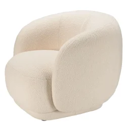 Macabane Fauteuil arrondi en tissu bouclette écru LEOPOLD Beige Best