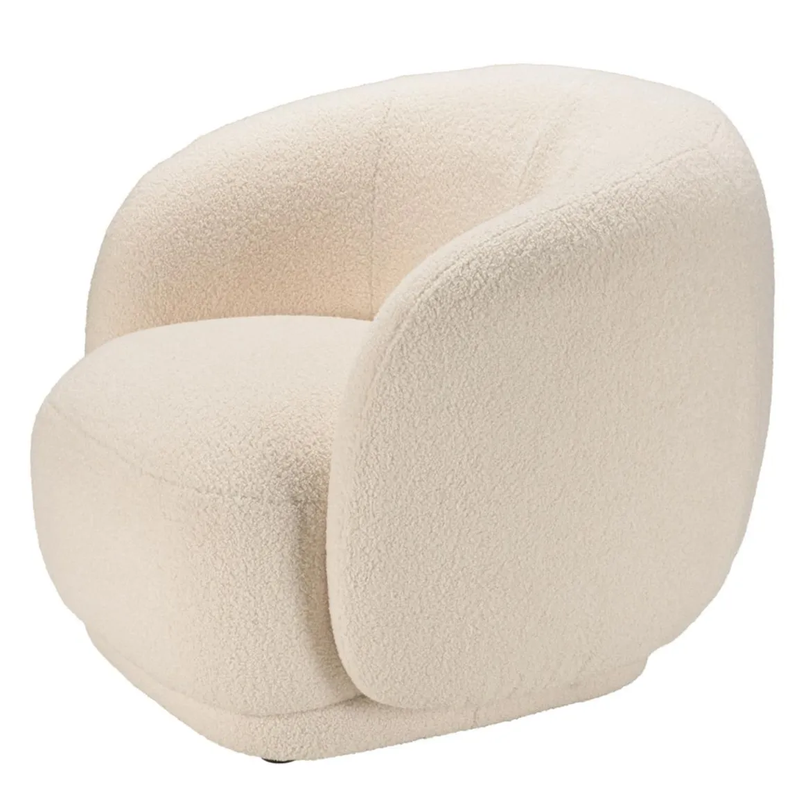 Macabane Fauteuil arrondi en tissu bouclette écru LEOPOLD Beige Best