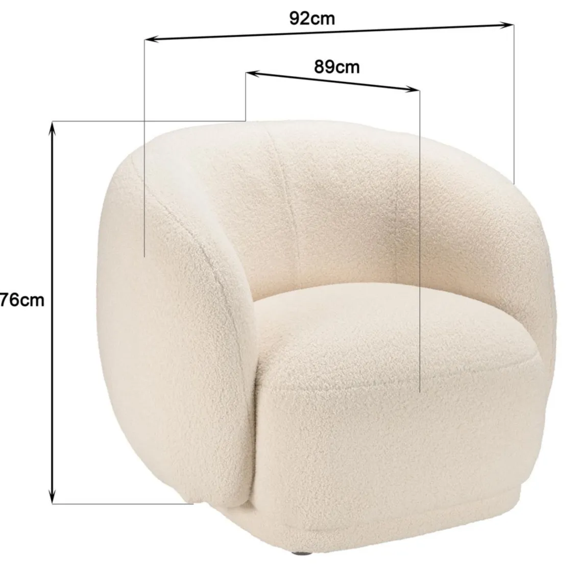 Macabane Fauteuil arrondi en tissu bouclette écru LEOPOLD Beige Best