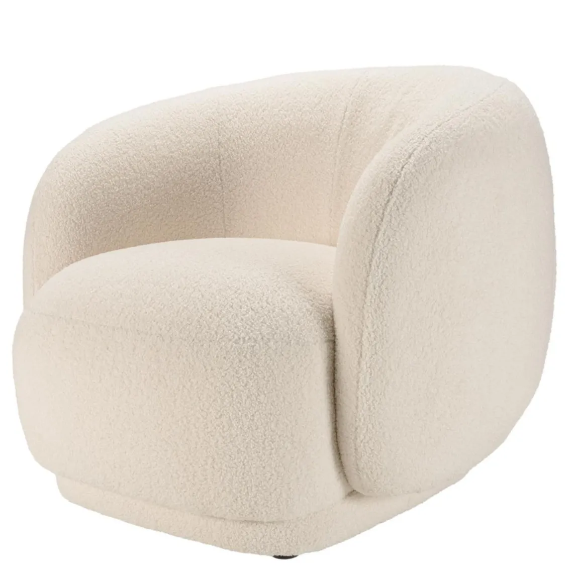 Macabane Fauteuil arrondi en tissu bouclette écru LEOPOLD Beige Best