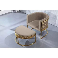 3S. x Home Fauteuil Arrondi HONEY Velours Taupe Discount