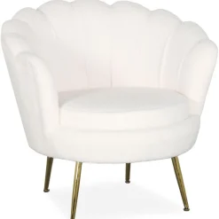 3S. x Home Fauteuil arrondi style boudoir glamour Andersen Tissu bouclette Crème Clearance