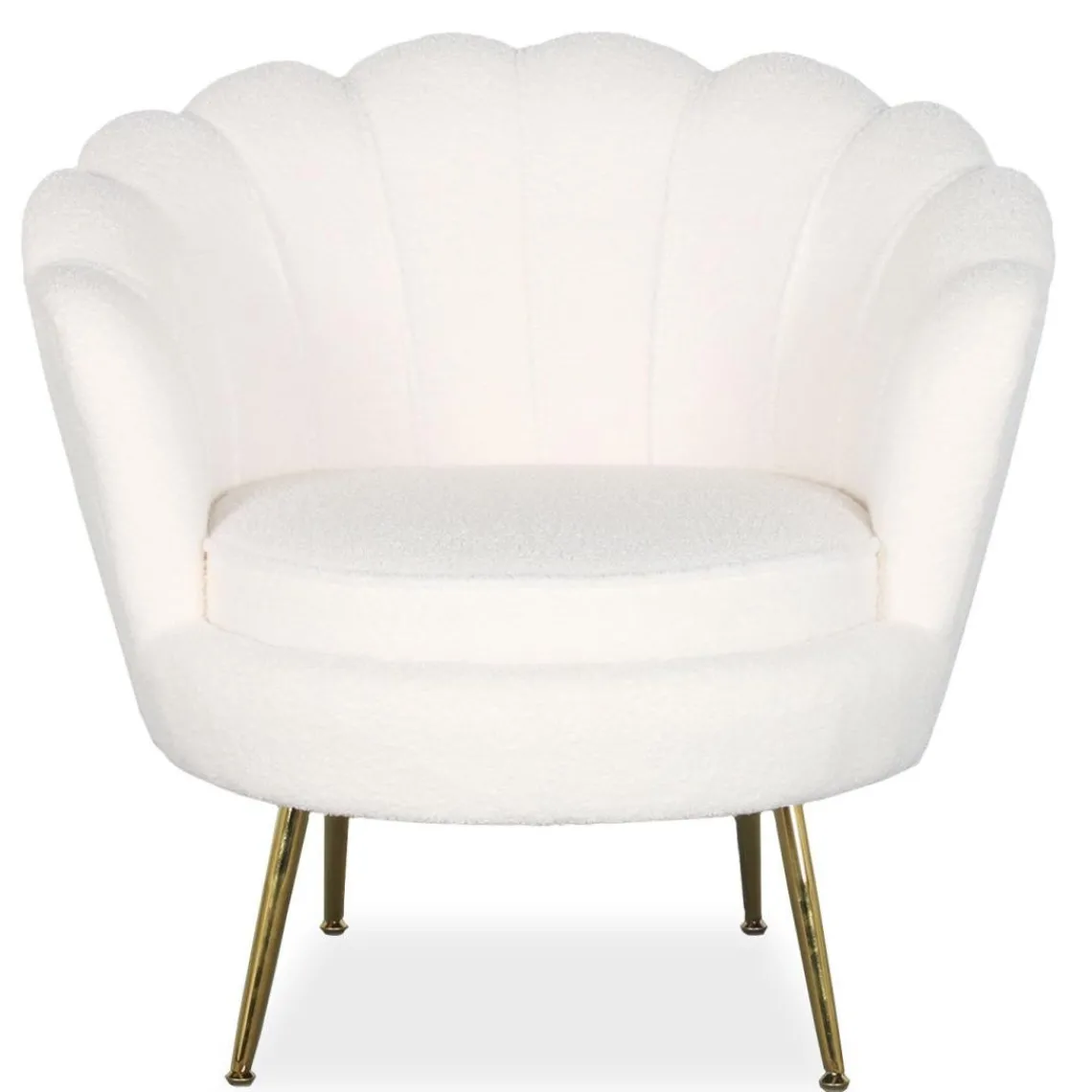 3S. x Home Fauteuil arrondi style boudoir glamour Andersen Tissu bouclette Crème Clearance