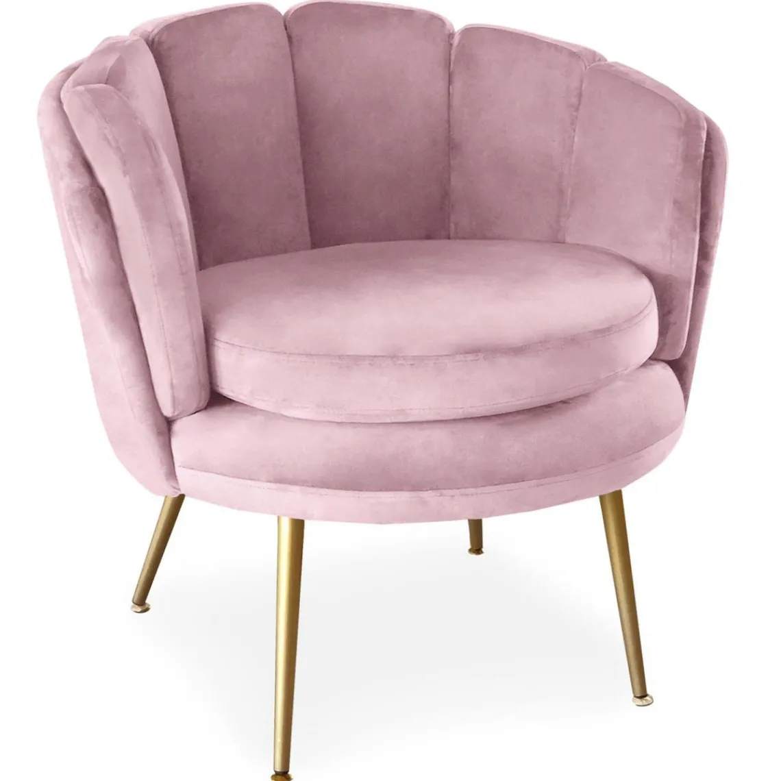 3S. x Home Fauteuil arrondi Velours Rose COKILL