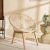 Macabane Fauteuil beige dossier arrondi assise en abaca tressé Online